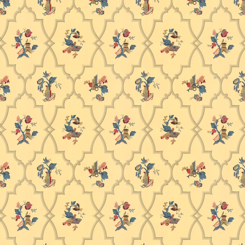 repeat pattern example of 2D-102-B wallpaper in Yellow, click to enlarge
