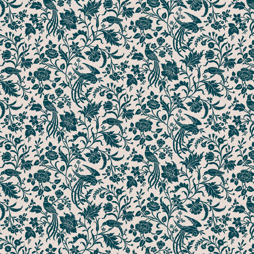 repeat pattern example of 2D-104-F wallpaper in Dark Teal, click to enlarge