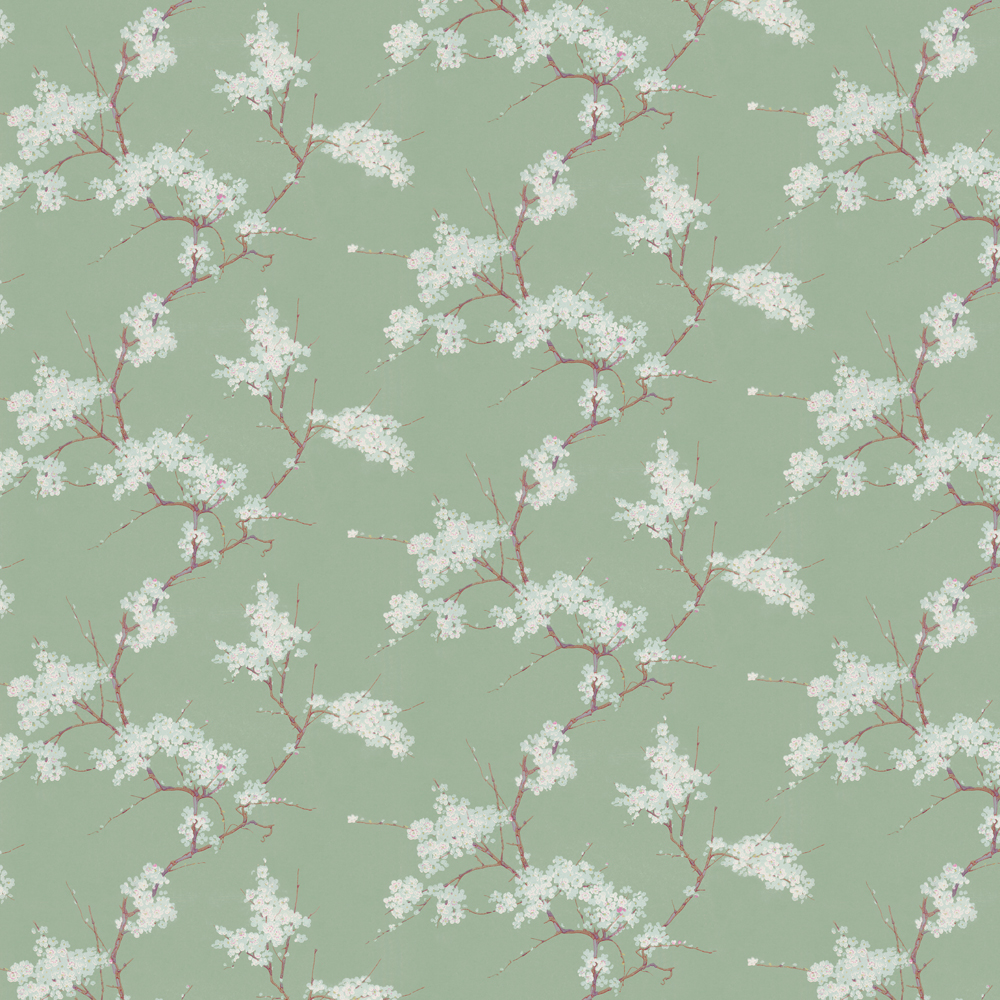 repeat pattern example of 2D-135-C wallpaper in Green, click to enlarge