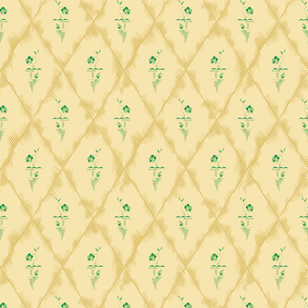 repeat pattern example of 3D-103-B wallpaper in Yellow, click to enlarge