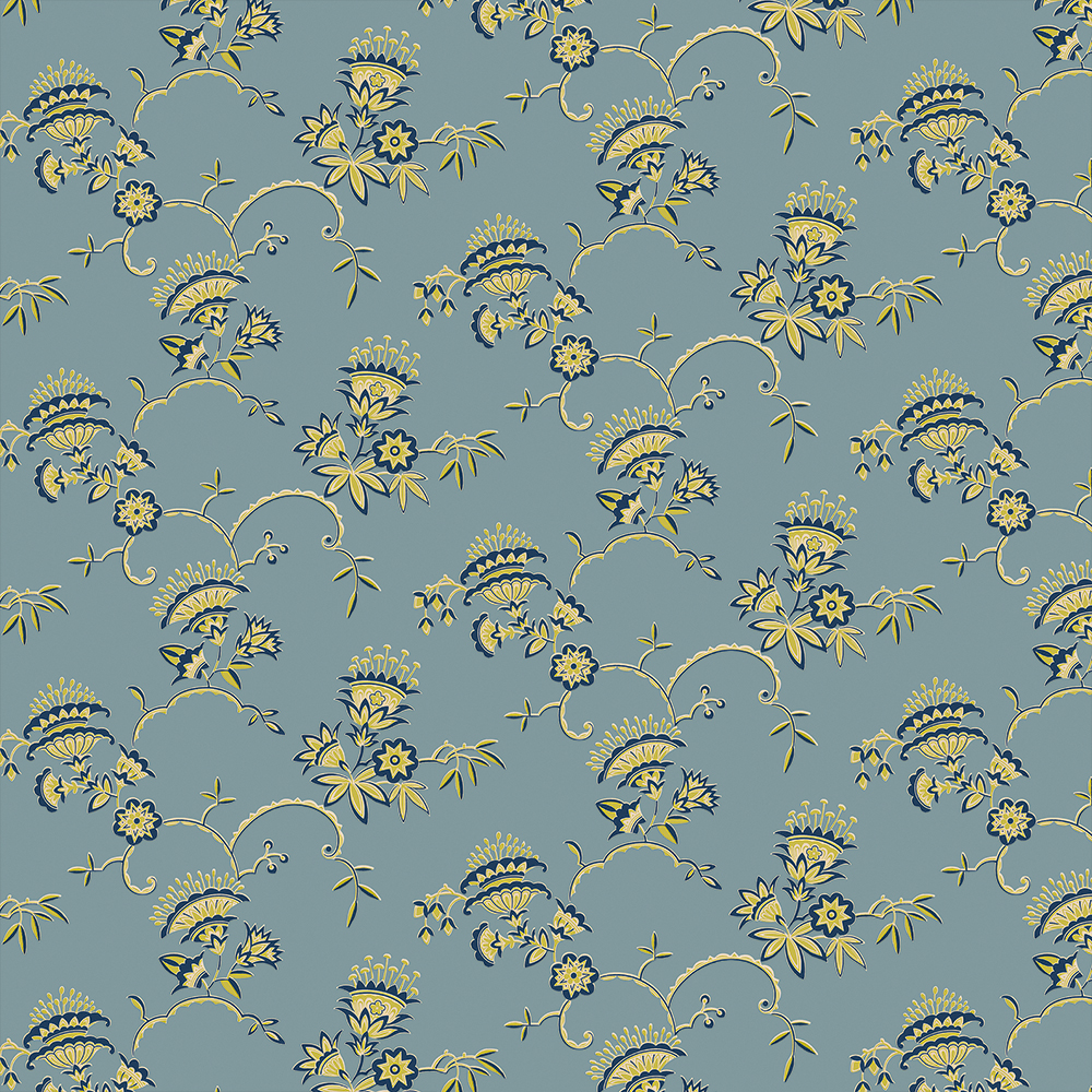 repeat pattern example of 3D-112-B wallpaper in Blue, click to enlarge