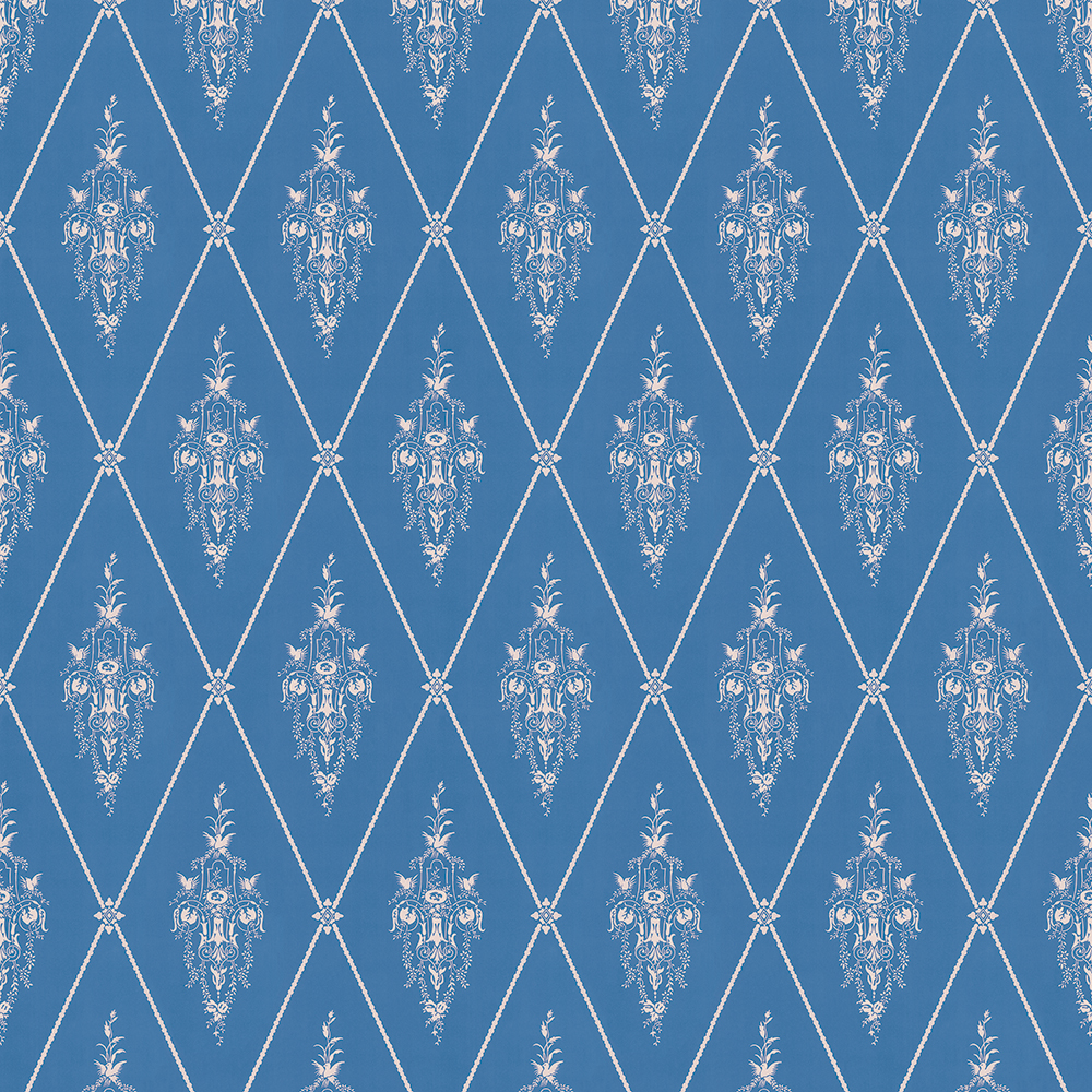 repeat pattern example of 3D-122-B wallpaper in Blue, click to enlarge