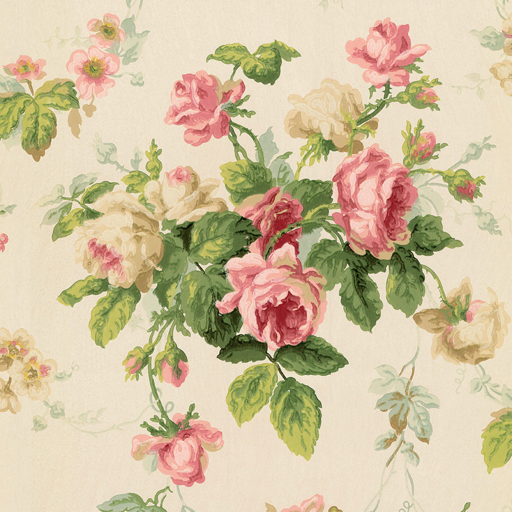 Bradbury and Bradbury Dollhouse Wallpaper Vintage Rose Garden 