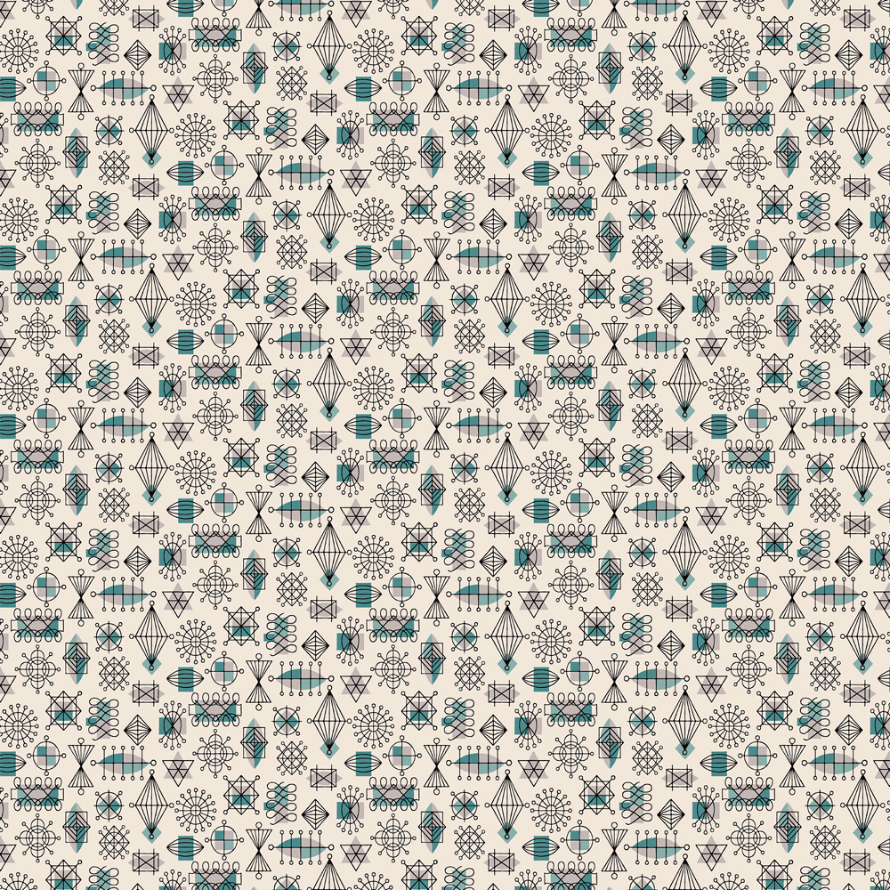 repeat pattern example of 5D-ATD-C wallpaper in Turquoise, click to enlarge